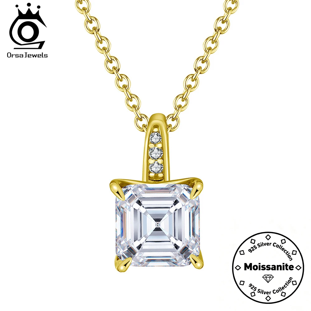 

ORSA JEWELS Классический кулон с муассанитом 1CT-4CT D, ожерелье, цепочка из серебра 925 пробы, сертификат GRA, лабораторные свадебные украшения с бриллиантами SMON06