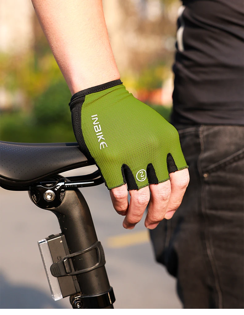 INBIKE Halbfinger-Fahrradhandschuhe für Herren Stoßdämpfende Atmungsaktive Sommerhandschuhe für Mountainbike Rennrad Rutschfeste Fahrradhandschuhe – Detail 14