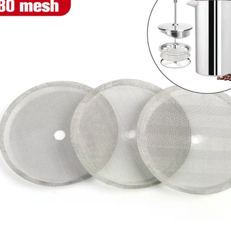 

3Pcs Reusable Stainless Steel French Press Coffee Maker Detachable Mesh Filter
