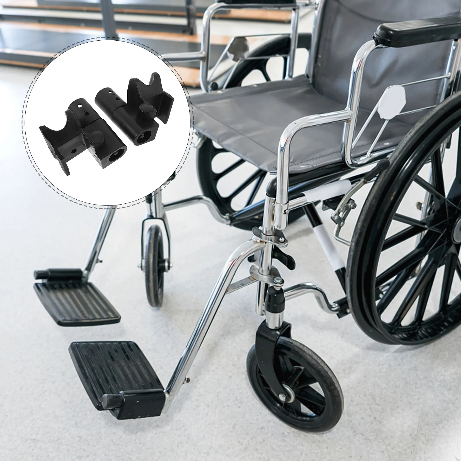 Electric wheelchair armrest latch for wheelchair users to keep armrest stable, silver plastic and metal bracket with screws
