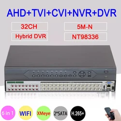 5MP CCTV Camera 5M-N Audio H.265+ 32CH 32 Channel 6 in 1 Coaxial Hybrid NVR CVI TVI AHD DVR Surveillance Video Recorder