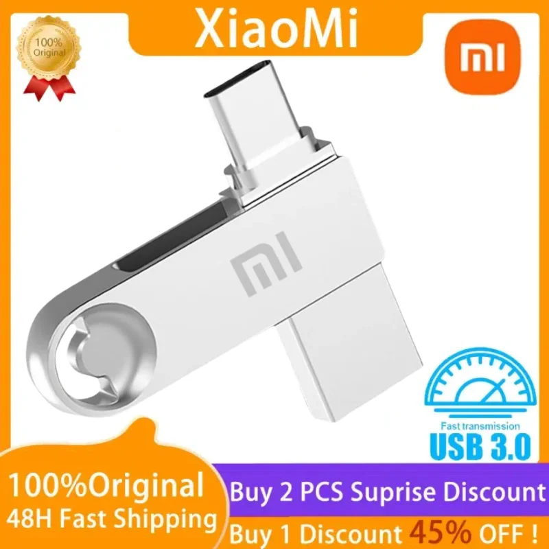 XIAOMI ไดรฟ์ปากกา 2TB 1TB OTG 128G Pendrive ประเภท C แฟลชไดรฟ์ USB ความเร็วสูงภายนอก Memory Stick สําหรับสมาร์ทโฟน MacBook แท็บเล็ต