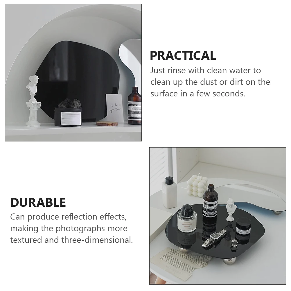 

1PC Black Acrylic Reflective Tray Aromatherapy nament Bottom Holder Photography Prop Jewelry Display