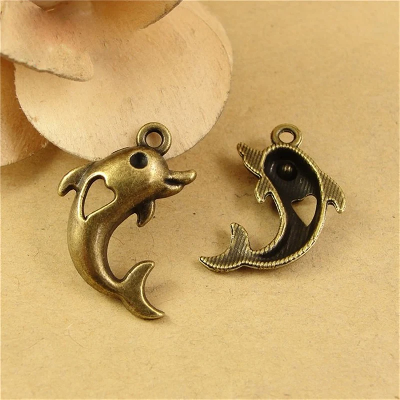 

100 шт./лот, аксессуары для самостоятельного изготовления украшений, подвеска в виде дельфина из сплава, для браслетов с подвесками