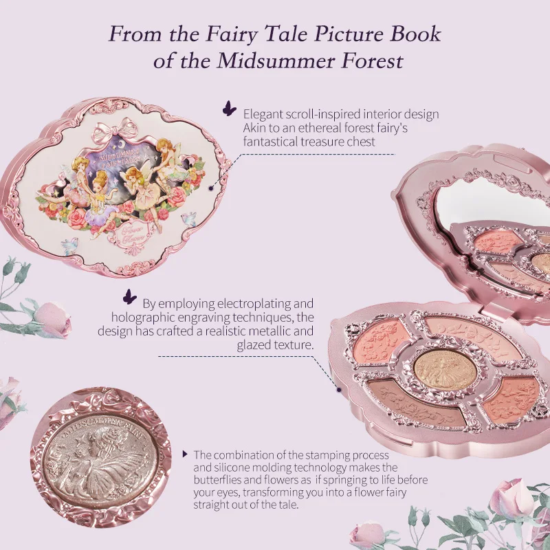 Makeup Eye Shadows Flower Knows Midsummer Fairytales Collection Geprägte matte Glitzer-Lidschatten-Palette Hochpigmentiertes Make-up