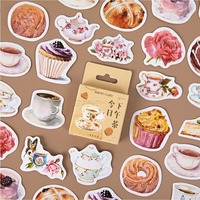 45Pcs Creative Dessert Cake Papers Stickers Flakes Vintage Romantic Love for Diary Decoration Diy Scrapbooking Sticker