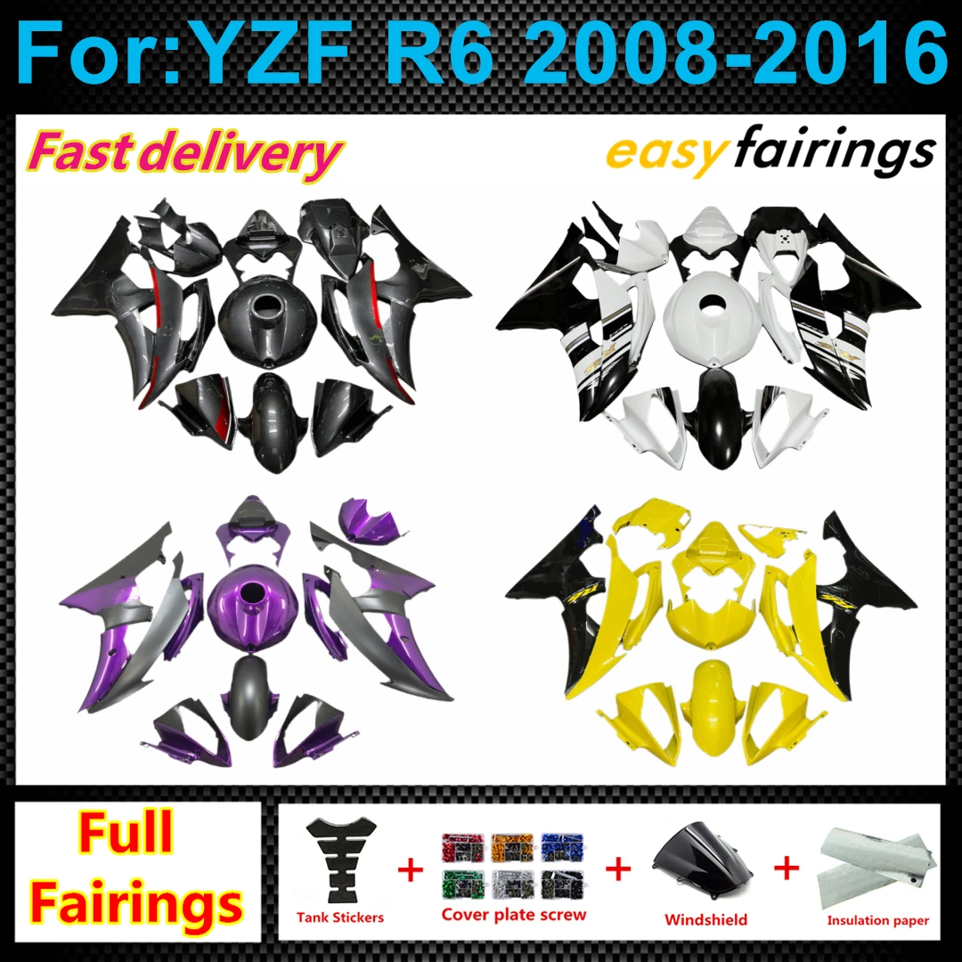 Aftermarket Motorcycle Fairings Set Fit R6 R6S 2008‑2016 Injection Molded Body Panels Fairing Kit For Sport Bike Restoration