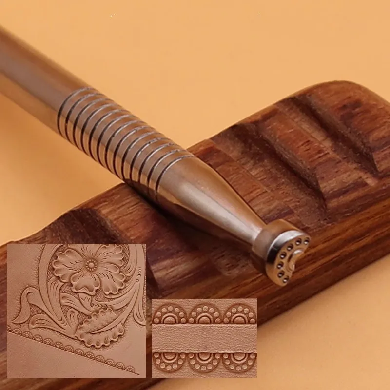 

304 Stainless Steel Leather Craft Stamps - Half Flower & Tangcao Pattern Imprint Tools For Leathercraft DIY Branding