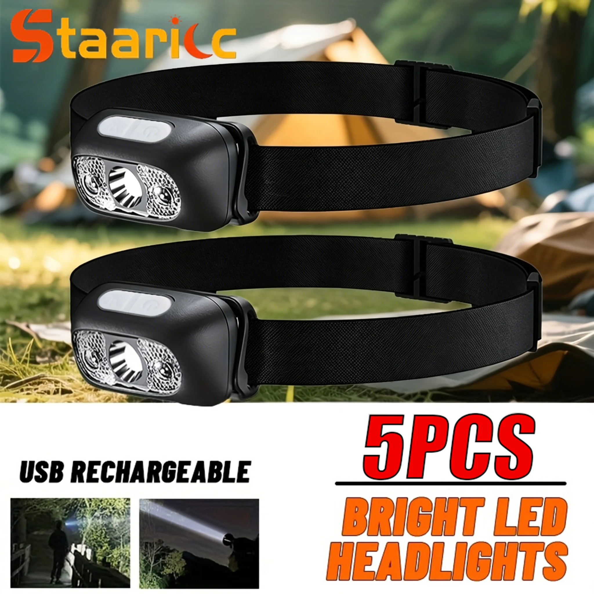 Powerful Sensor Adjustable Led Head Flashlight USB Rechargeable COB Headlamp Mini Camping Fishing Outdoors Emergency Headlamp