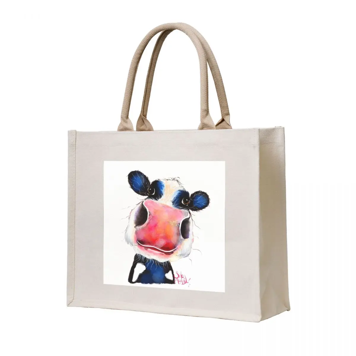 

Cow PRiNT FRieSiaN ' NoSeY BEATRiCE ' by Shirley MacArthur Tote Bag Big bag women Beach bag eco folding sac pour femme