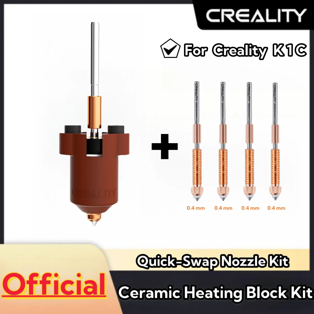 

Creality Original K1C Ceramic Heating Block Kit Quick-swap Nozzle Kit High-speed 300°C High Temperature 3d Printer Accessories