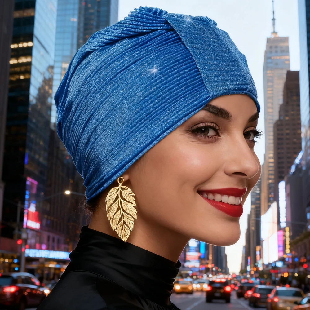 لامع بيني النساء الكيماوي قبعة مسلم الحجاب مطوي الحجاب فقدان الشعر بونيه رئيس التفاف قبعة عصابات عقال Turbante Mujer