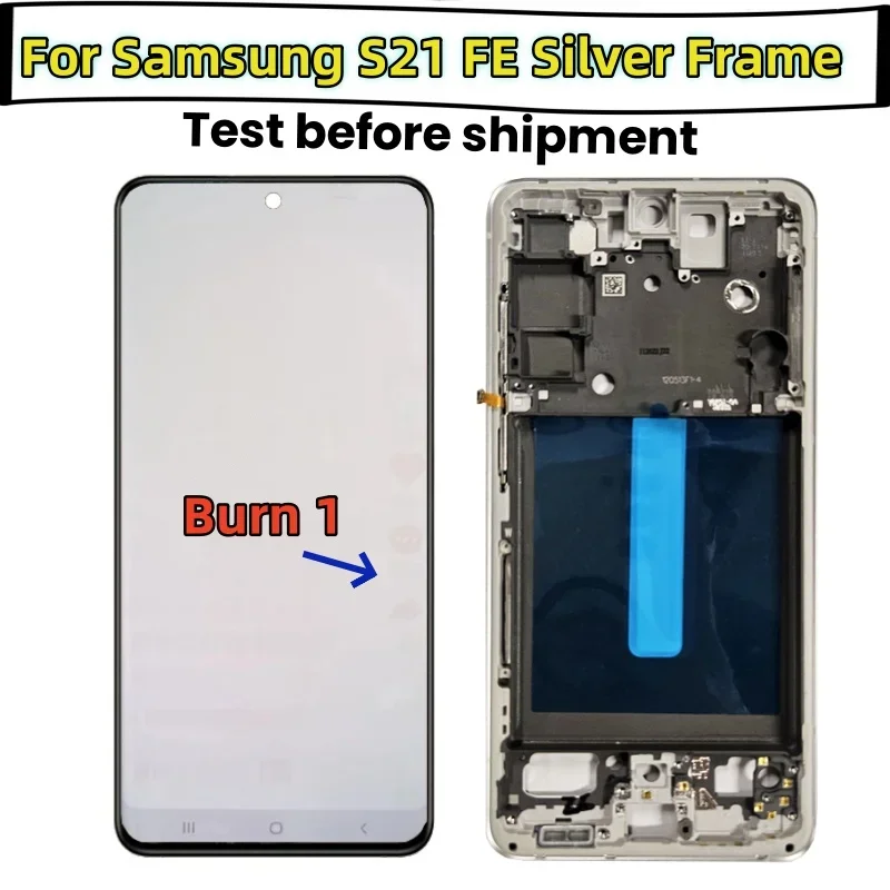 Super AMOLED S21 FE Display For Samsung Galaxy S21 FE 5G G990U G990B/DS G990E LCD Shadow with Frame touch screen Ditigitizer