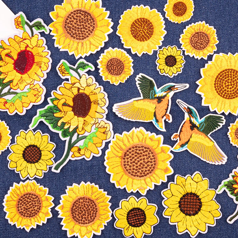 Sunflower Flower Embroidery Daisy Applique Patches Diy Clothing Small Embroidered Flower Decorative Iron on Backpack Patch Badge