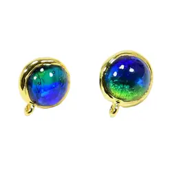 APDGG 5 Pairs Blue Moss Murano Glass Coloured Glaze Gold Plated Earrings Stud Pearl Earrings Making DIY Craft Accessories