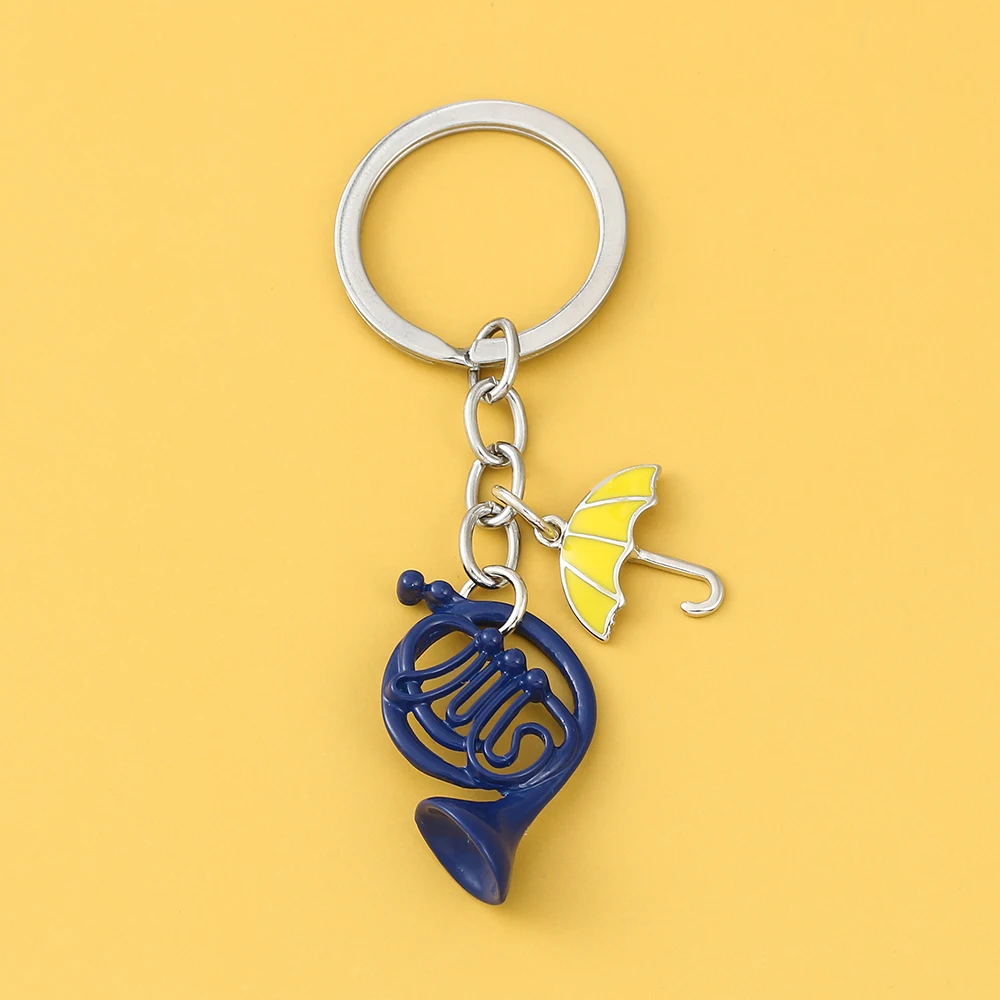 1pc HIMYM How I Met Your Mother Key Chain Yellow Umbrella mother Blue French Horn Keychain Key Ring Women Men Car Accessories