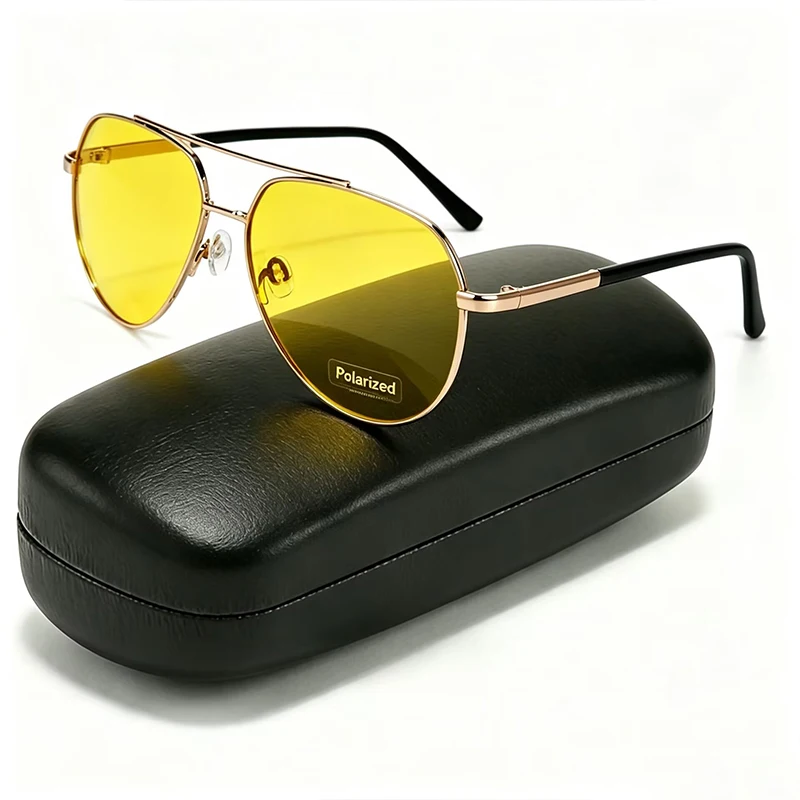 Luftfahrt Polarisierte Sonnenbrille Für Männer Frauen Mode Vintage Retro Nachtsicht Fahren Angeln Gelbe Sonnenbrille Goggle 2025