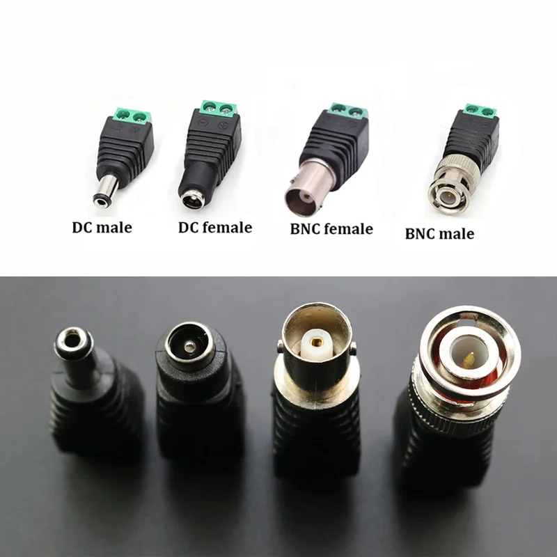 

12V DC Male Female BNC Connectors 5.5*2.1mm Welding-Free Power DC Plug Adapter Jack Sockets