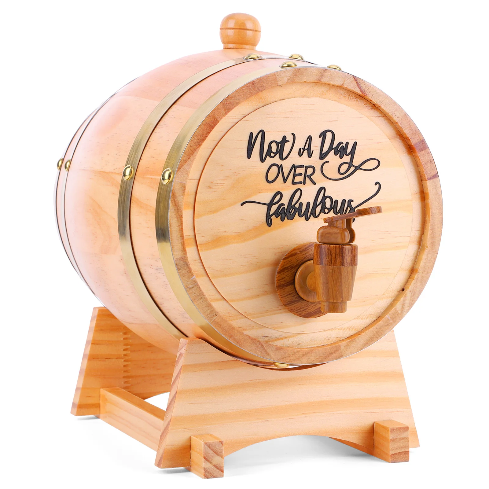 3L Wooden Whiskey Barrel with Stand and Spigot Bourbon Barrel Charred Wood Aging Barrel for Aging Whiskey Bourbon Cocktails Rum view 5