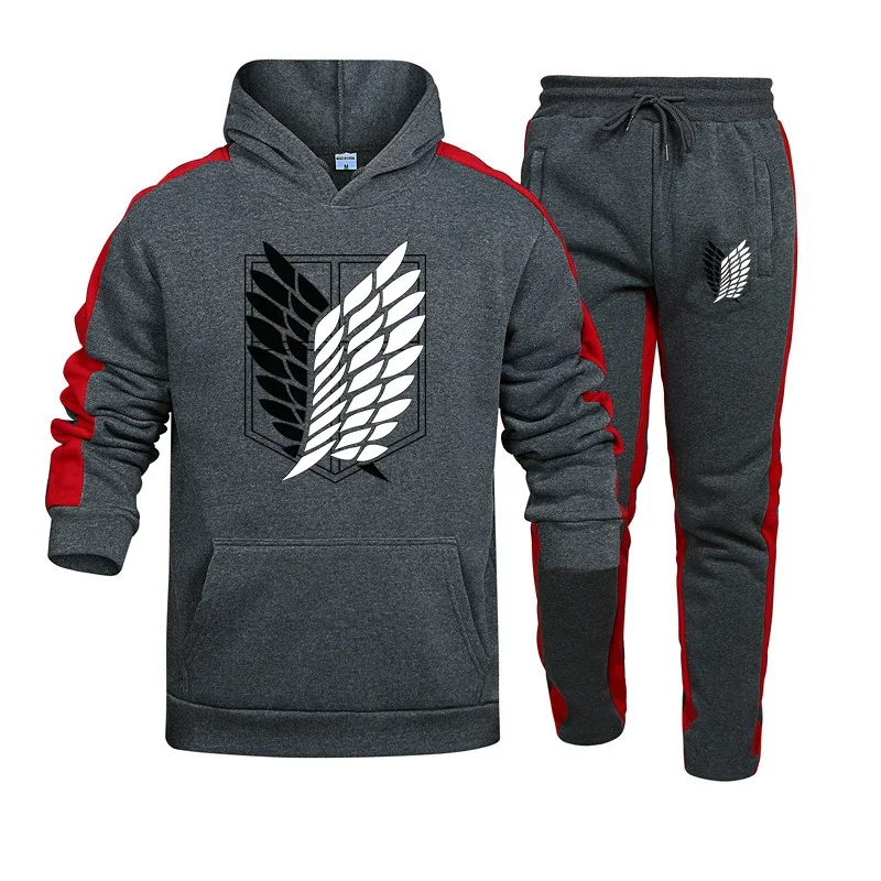 2024 Autumn Winter Mens Tracksuit Casual Hooded Sweatshirt 2 Piece Set Fitness Jogging Men\'s Clothing High Quality Sports Suit