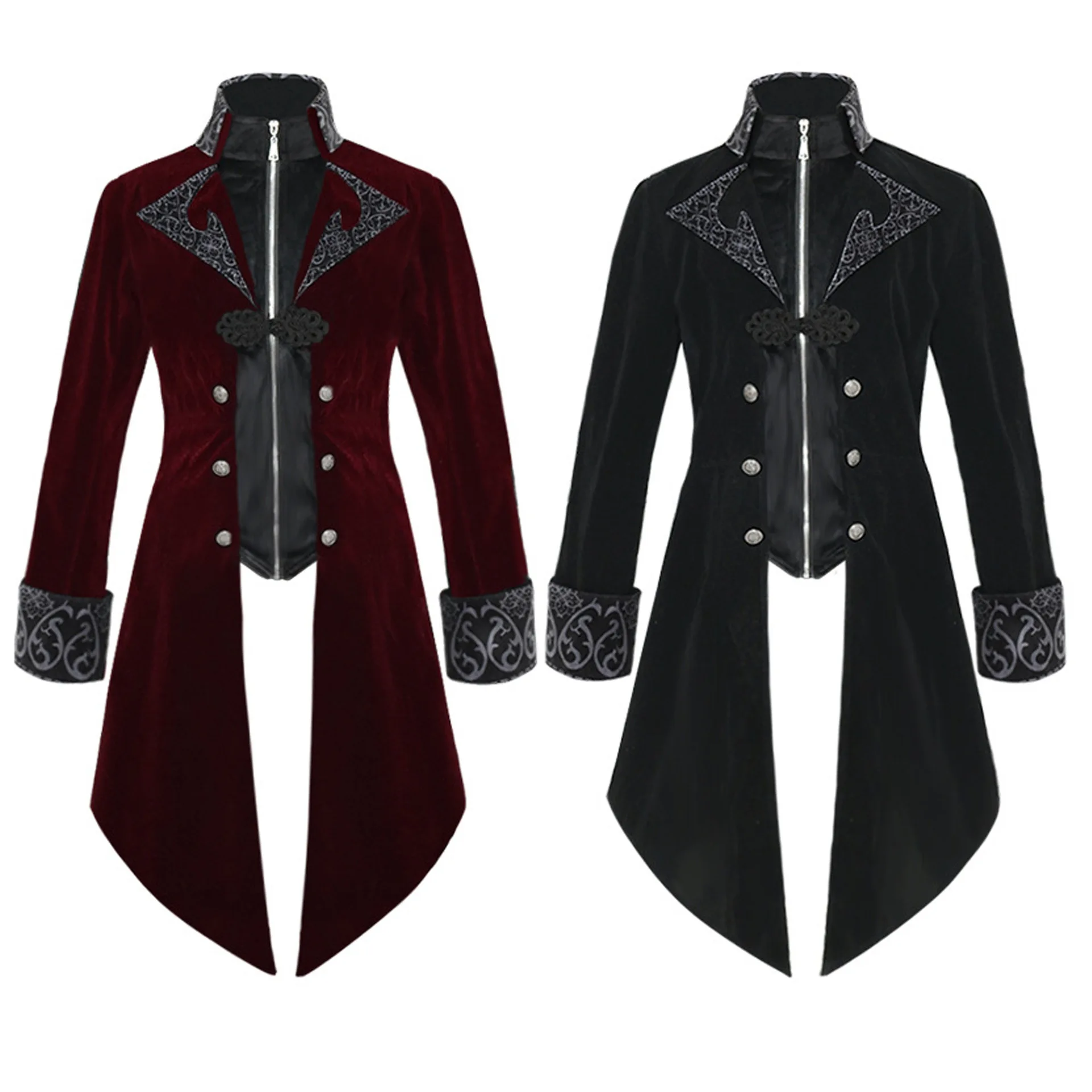 Wan Christmas Tuxedo Abbigliamento vintage medievale Cappotto da uomo nuovo punk medio lungo classico