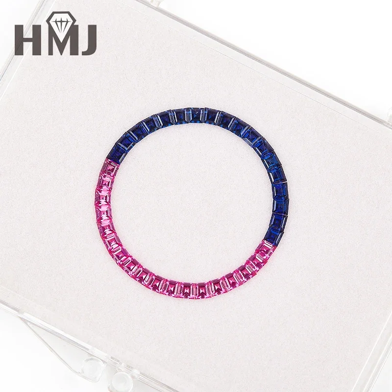 (36-70pcs Per Lot) Rainbow Bracelet Emerald Baguette Cut Lab Sapphire Necklace Jewelry Making Watch Bazel Stones