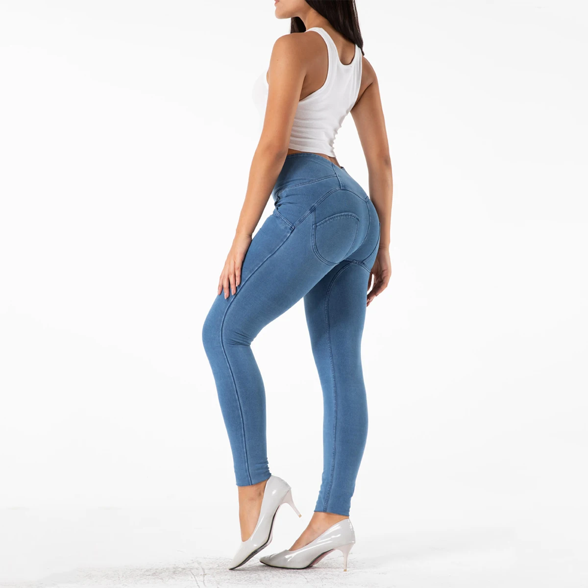 Calça Jeans Feminina de Esporte e Lazer, Calças Fitness, Leggings Yoga Confortáveis, Calças Elásticas Grandes, Alta Qualidade