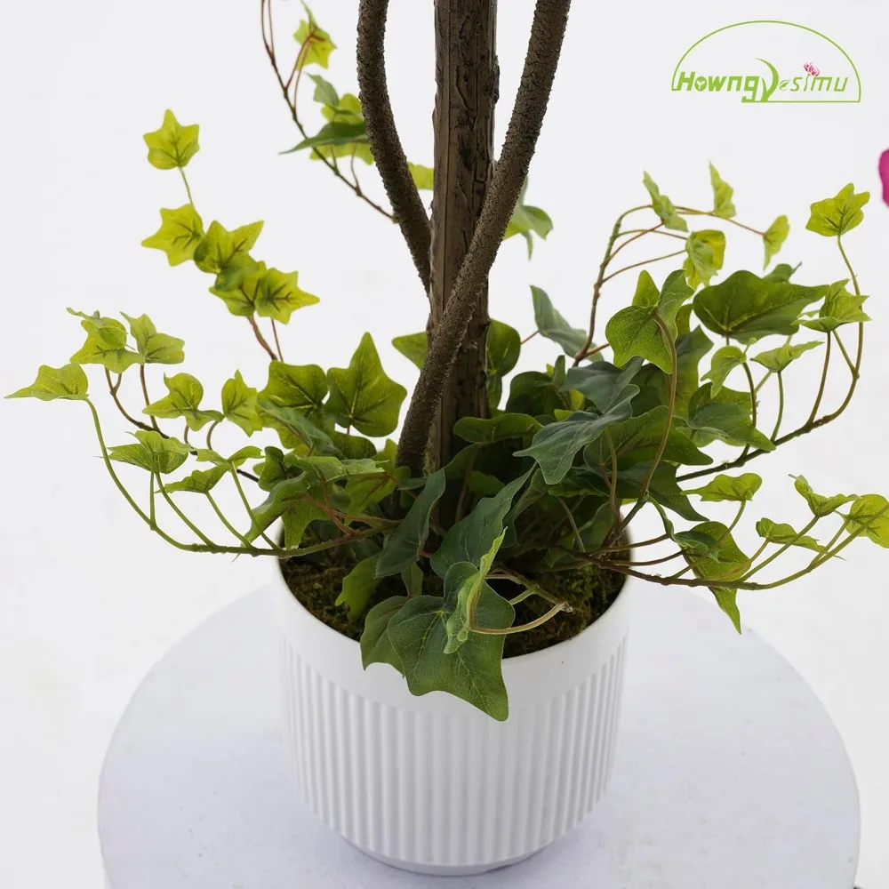 شجرة بوجينفيليا الاصطناعية، شجرة زهور من الحرير الصناعي نبات بوغينفيل مع زهور في وعاء بلاستيكي لحديقة المكتب المنزلي #6