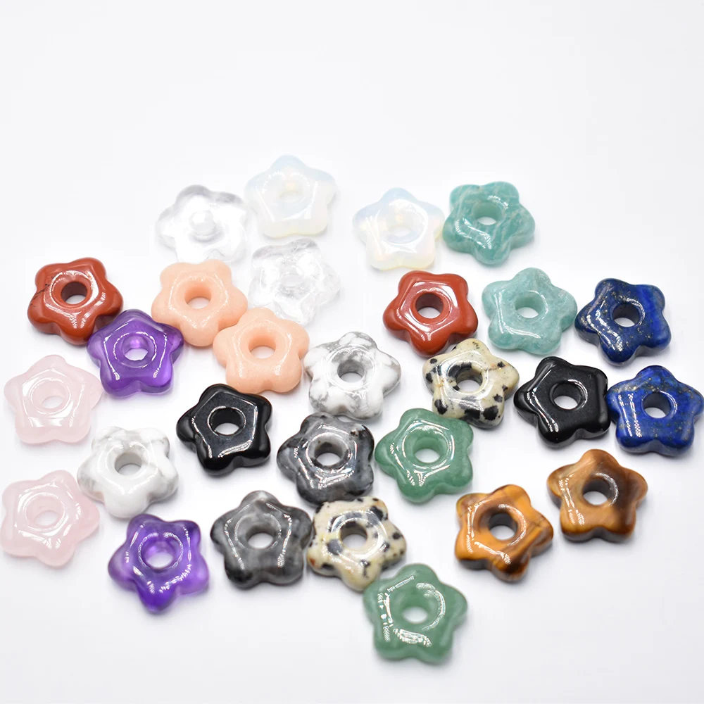 Wholesale 10pcs/lot Natural stone Large Hole Beads Flower Shaped Jewelry Making DIY Necklace BraceletEarings Accessories