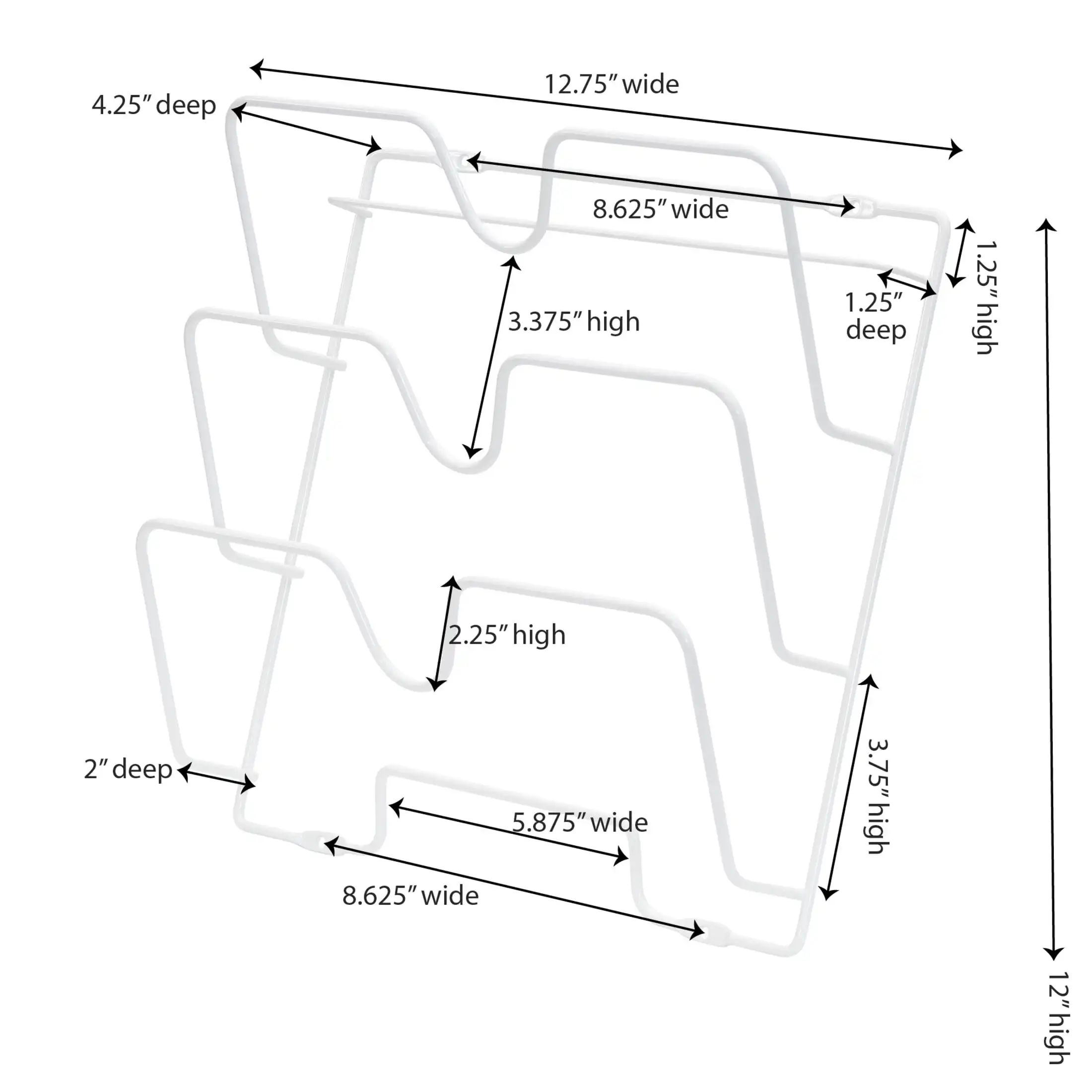 Suporte de tampa de porta de armário de grandes dimensões, 3 slots, estrutura de fio de aço, revestimento em pó branco, fácil instalação, hardware incluído