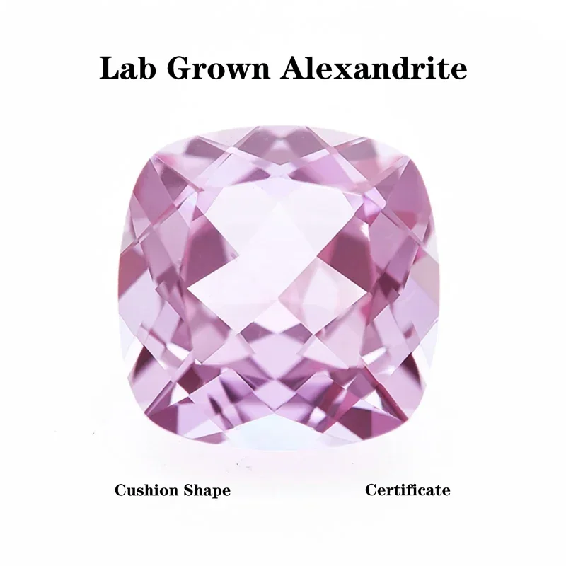 

TOP Lab Grown Alexandrite Square Cushion Shape Change Color Stone Charms for DIY Jewelry Making Extremely Shiny Quality Certifi