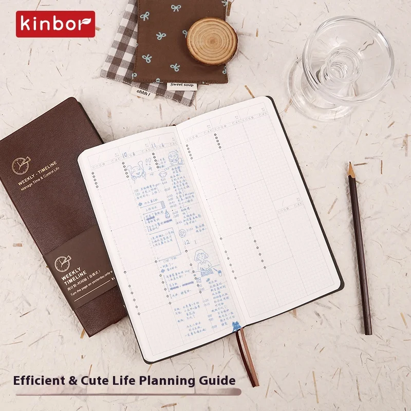 Kinbor Agendas 2026 Cuaderno A5/A6 Timeline Planificador diario semanal Bloc de notas Planificación de eficiencia Cuaderno para la regreso a la escuela Oficina