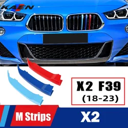 3pcs ABS For BMW X2 F39 Series 2018 2019 2020 2021 2022 Car Racing Grille Strip Trim Clip M Power Performance Accessories