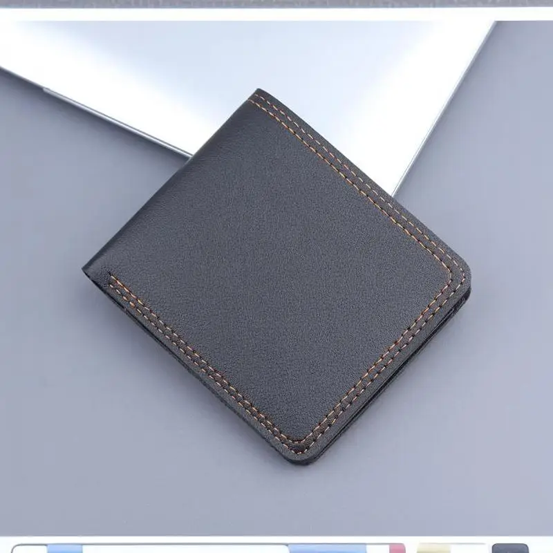 Minimalistische Herren-Geldbörse aus PU-Leder, Schwarz-Kaffee, große Kapazität, mehrere Fächer, zweifach faltbar, Ausweiskartenhalter, für Männer und Frauen – Detail 12