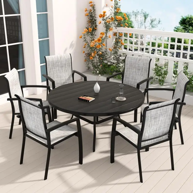 7-Piece Patio Dining Set with 6 Stackable Chairs and 52.95