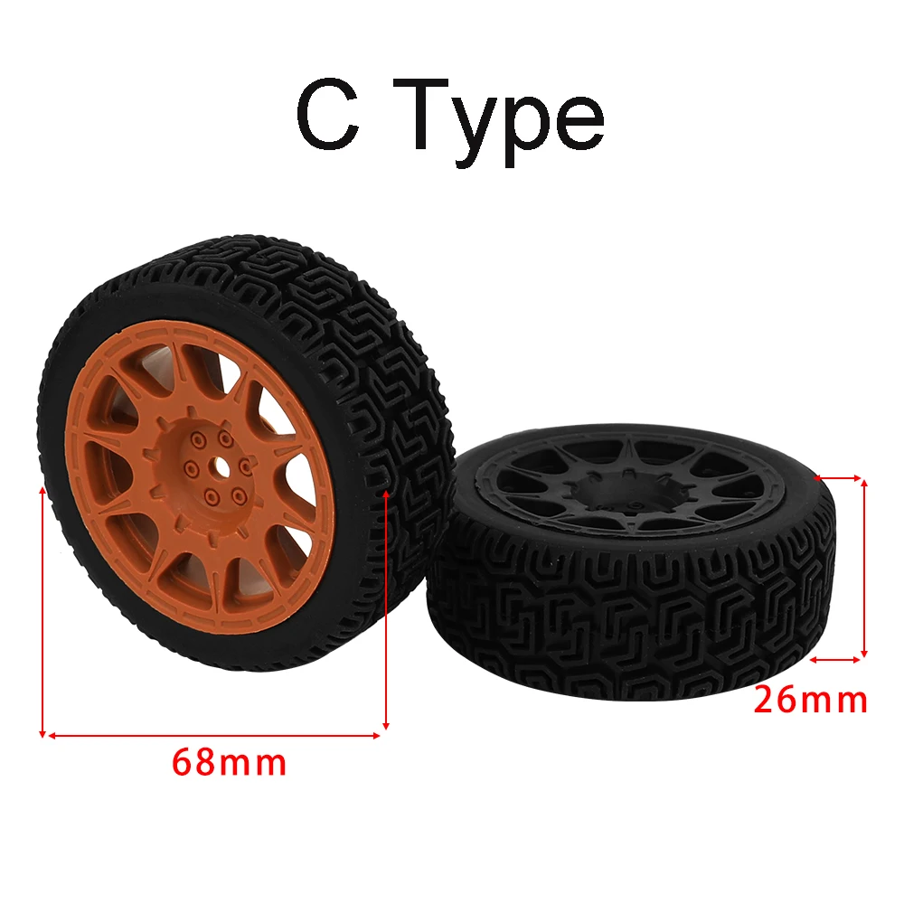 4PCS 70mm 1/10 RC Flat On Road Tires 12mm Hex Multi Color Wheel Rims Rubber Rally Buggy Racing Upgrade Replacement Spare Parts C