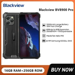 Blackview BV8900 Pro Rugged Smartphones Octa Core 16GB+256GB 6.5Inch FHD 2.4K Display 64MP 10000mAh Android 13 Mobile Phone NFC