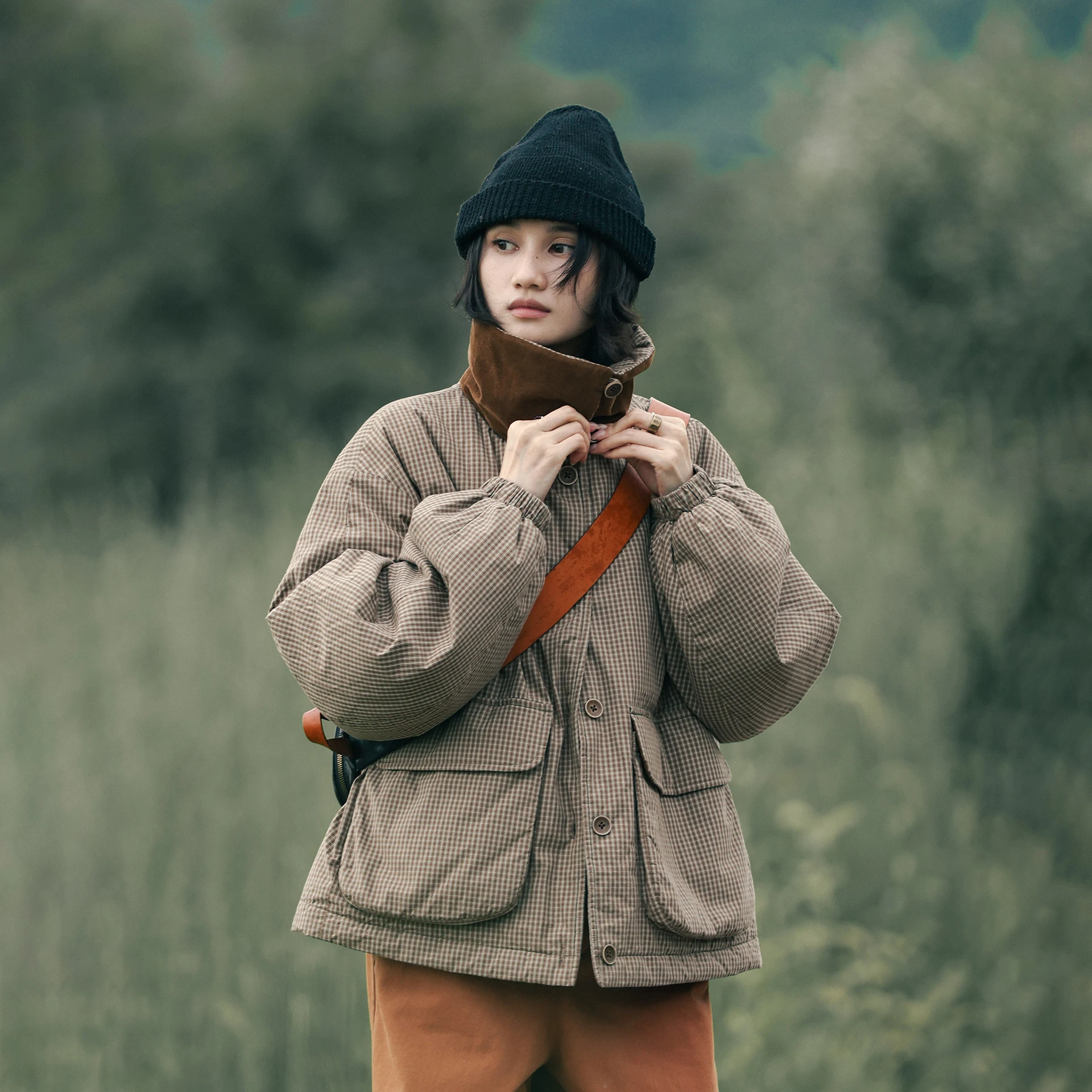 

Теплое хлопковое пальто в стиле ретро из вельвета, свободного кроя, женское, в клетку, осенне-зимнее, для повседневной носки, утепленное, с длинными рукавами, воротником-стойкой