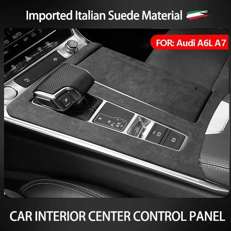 Per Audi A6 C8 A7 2019-2024 Car Center Console Pannello del cambio Gear Stick Telaio di copertura Alcantara Pelle scamosciata Modanature interne