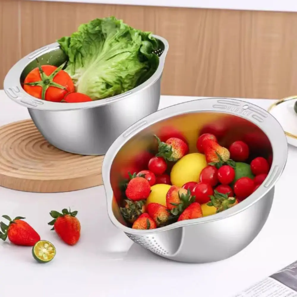 

Stainless Steel Rice Washing Basket Stainless Steel 304 Bowl Shape Vegetable Strainer Large Size Tray Design Kitchen Strainer