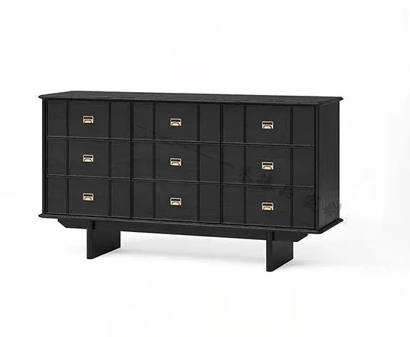 

French retro solid wood chest, bedroom large-capacity locker, American light luxury living room combination storage cabinet