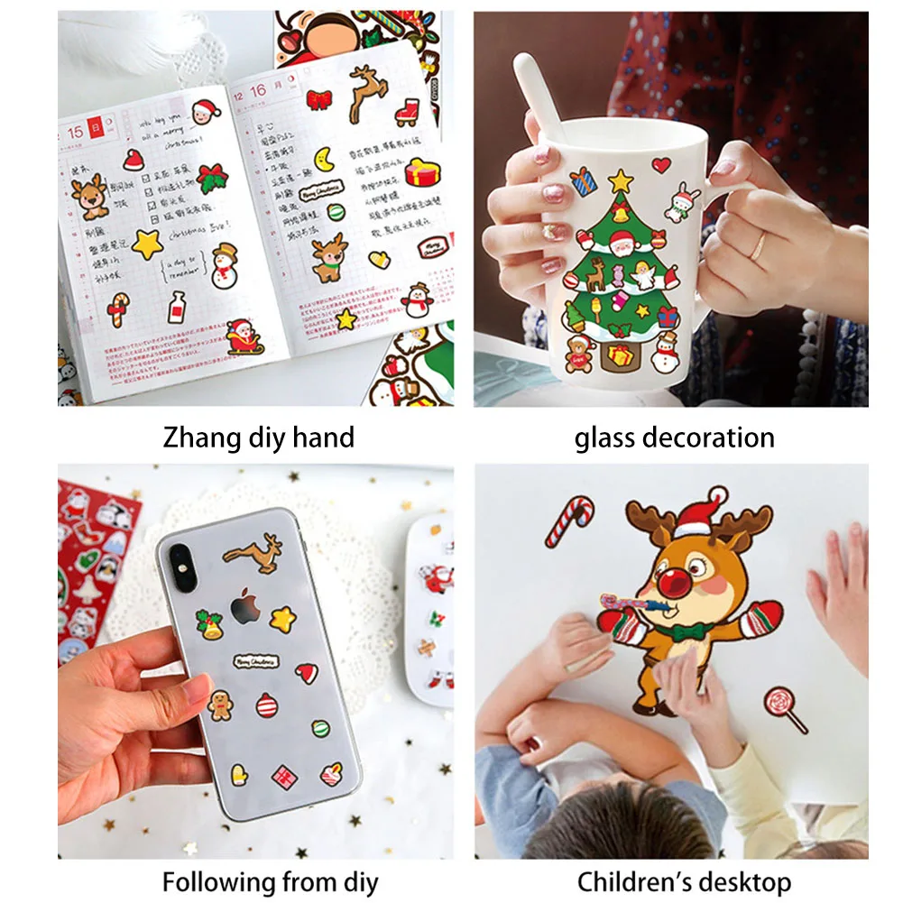 عيد الميلاد ملصقات زجاجية ذاتية الصنع 15*20 سنتيمتر للأطفال الكرتون مناسبة للالتصاق على الأماكن الناعمة مثل Windo Ws #2