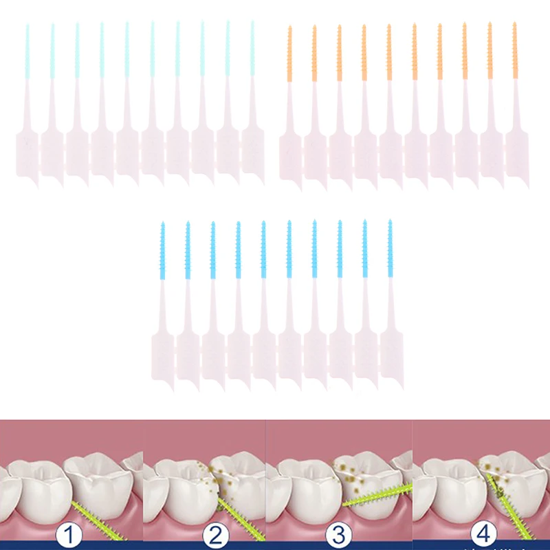 Escova Interdental para Limpeza de Dentes, Fio Dental, Ferramenta de Higiene Oral, Cuidados Ortodônticos, Entre Palito, 20 Pcs, 40Pcs