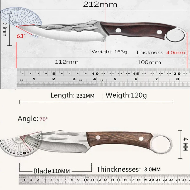 Stainless Steel Boning Knives Handmade Forged Knife Fruit Slicing Knife Meat Cleaver Kitchen Knife Fish Knife Cooking Knife
