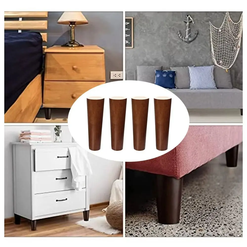 8/10/12/15/20cm Fashion Solid Wood Furniture Legs with Iron Sheet Conical Chair Replacement Feet Universal Sofa Legs
