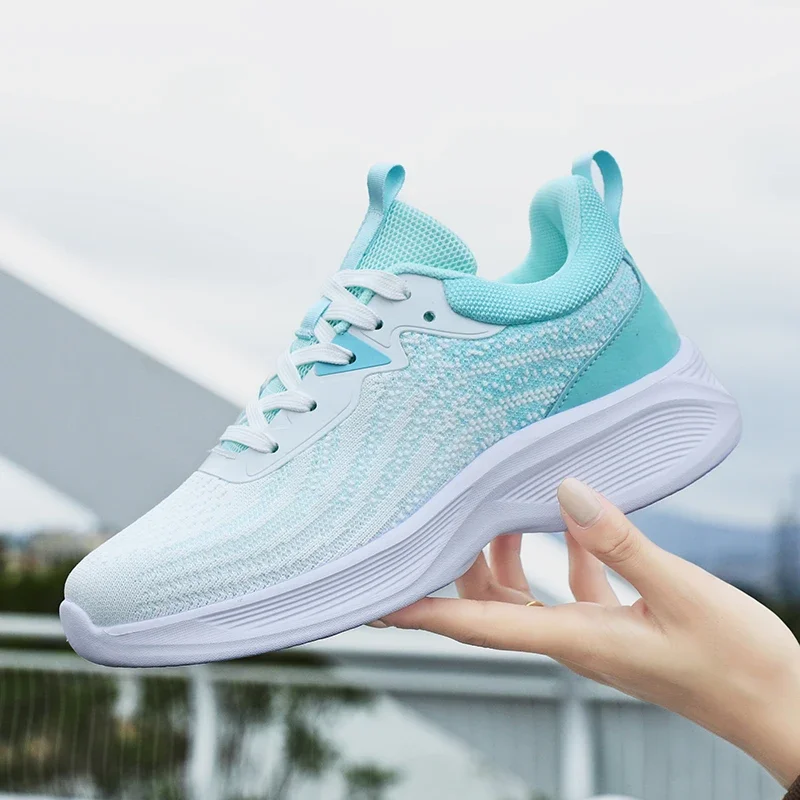 

Non-Slip Ladies Lightweight Running Shoes Autumn Fashion Mesh Breathable Soft Fitness Shoes Women Flying Weave Casual Sneakers