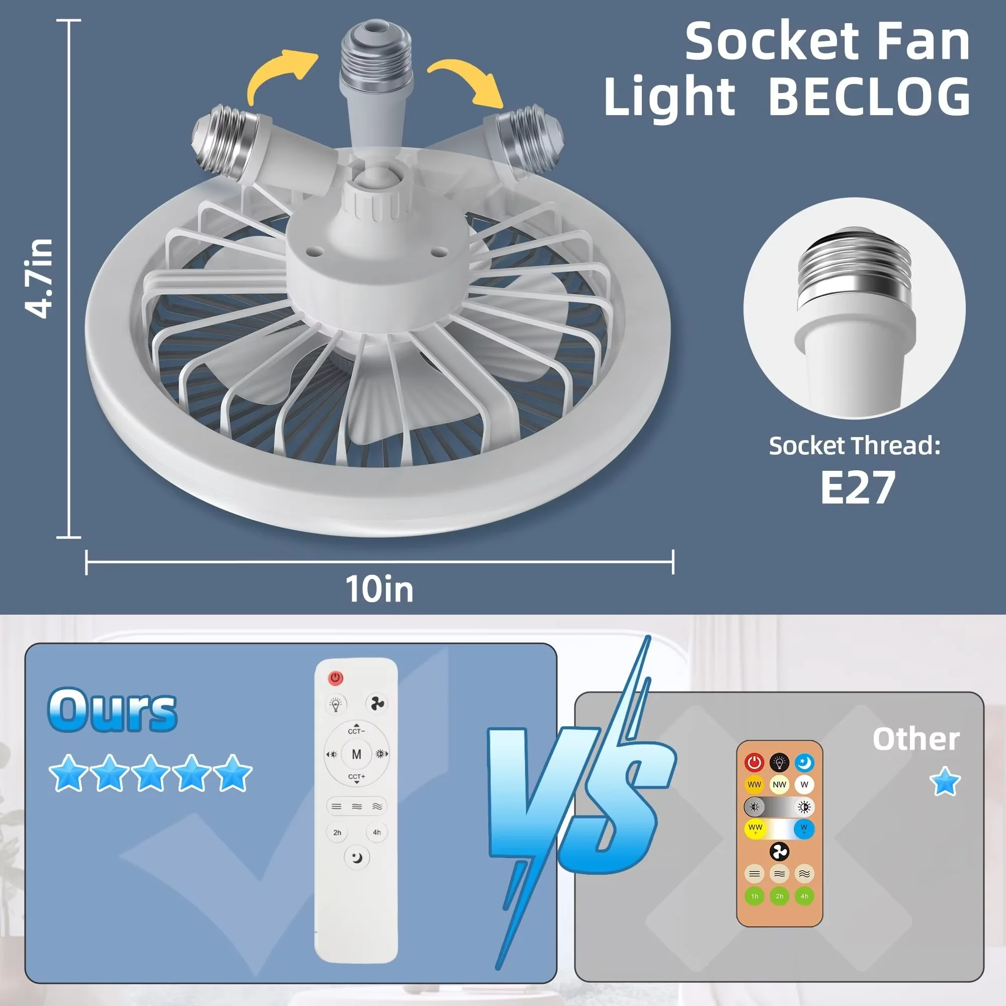 

﻿ Smart 3 In 1 Ceiling Fan With Remote Control Lighting E27 Conversion Base Lighting Base Suitable for Bedroom and Living