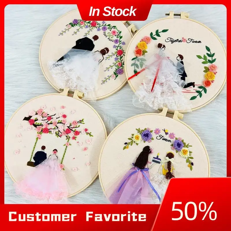 AT03 أفضل 4 عبوات من أدوات التطريز للبالغين مجموعات التطريز DIY للمبتدئين طقم تطريز يدوي مع أنماط (زفاف) سهلة Inst