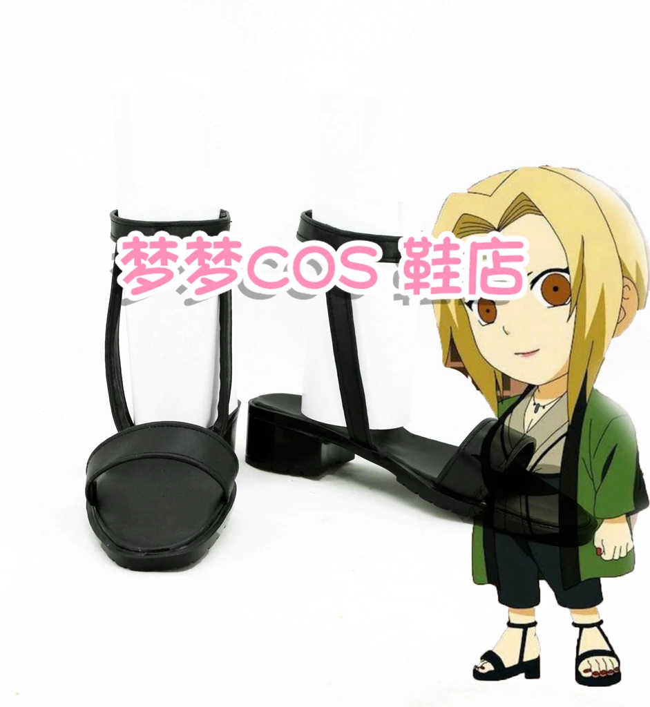 

Цунаде Обувь для косплея Сапоги Аниме Хэллоуин Карнавал Вечеринка Опора Сцена Черные сандалии