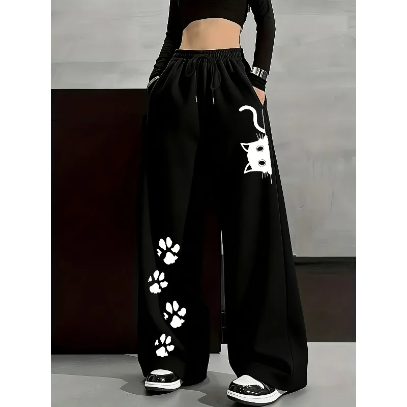 Women's Geometric Pattern Waistband Pants Gothic Style Y2K Streetwear Unisex Casual Sports Straight Leg Pants